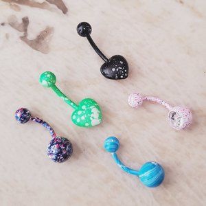 5 pieces 14g belly button ring, navel ring piercing